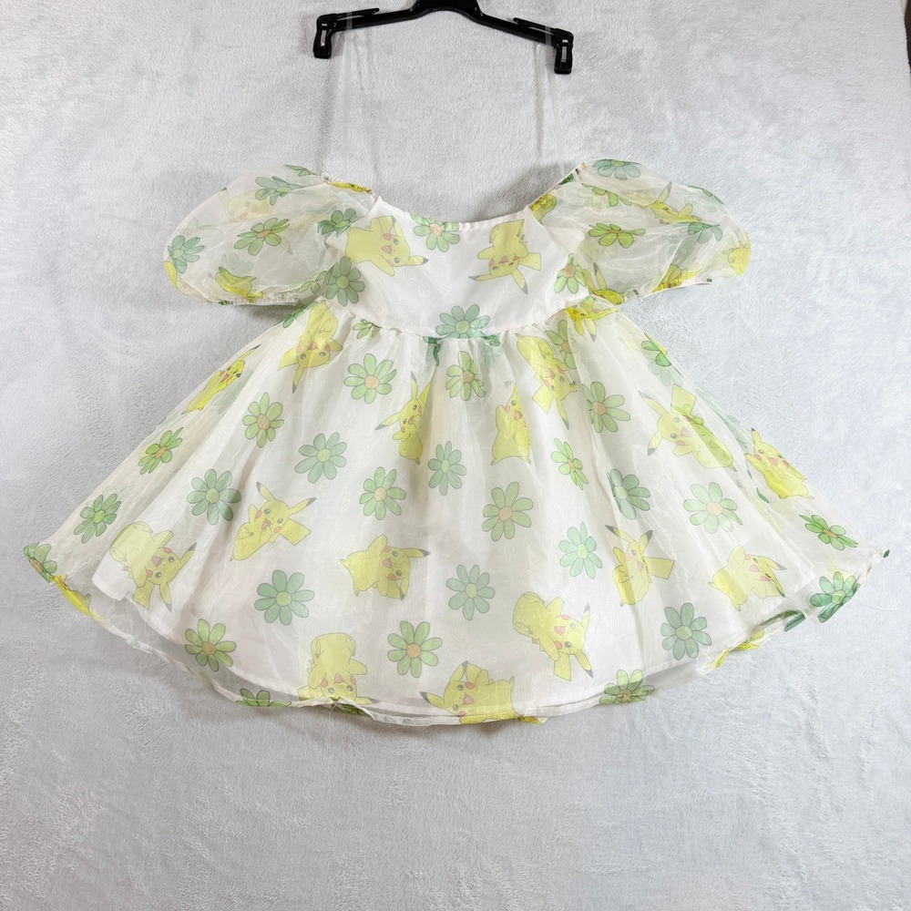 Pokémon Pikachu Girls Organza Sheer Puff Sleeve Dress Medium 8 Mad Engine